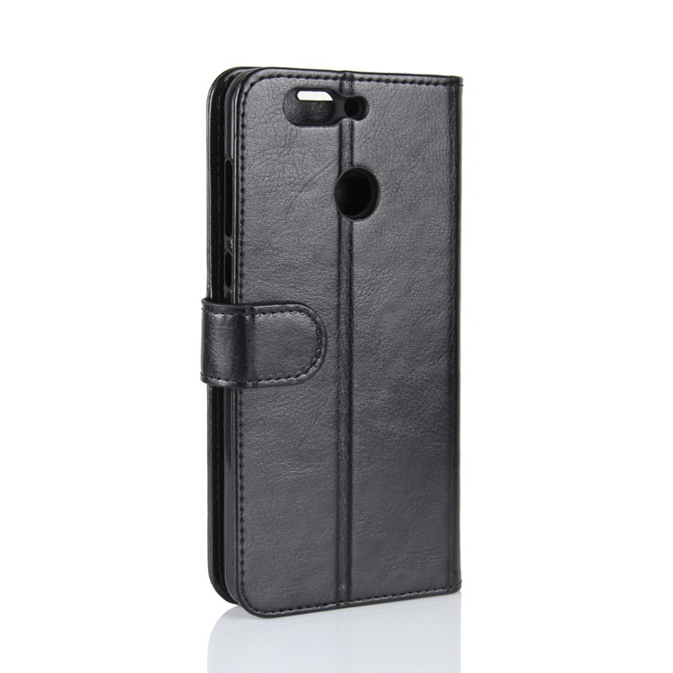 Crazy Horse Wallet Stand Leather Folio Mobile Phone Cover for Huawei nova 2 plus - Black-7