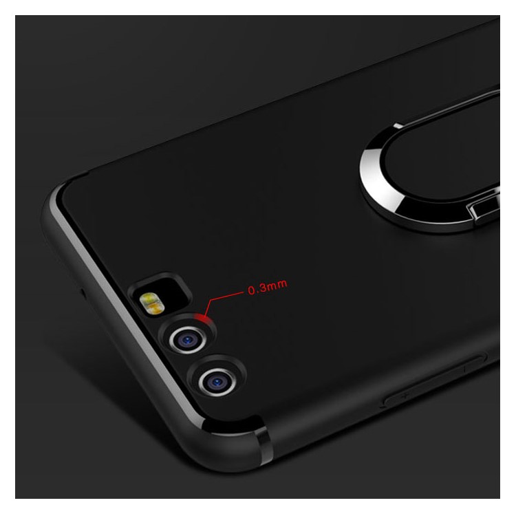 Magnetic Adsorption Car Bracket Ring Holder TPU Back Phone Case for Huawei P10 - Black-11