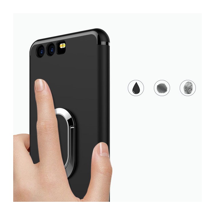 Magnetic Adsorption Car Bracket Ring Holder TPU Back Phone Case for Huawei P10 - Black-12