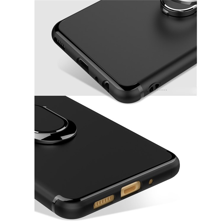 Magnetic Adsorption Car Bracket Ring Holder TPU Back Phone Case for Huawei P10 - Black-13
