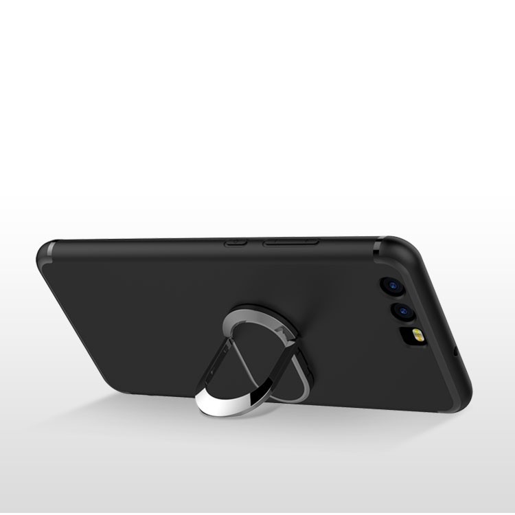 Magnetic Adsorption Car Bracket Ring Holder TPU Back Phone Case for Huawei P10 - Black-6