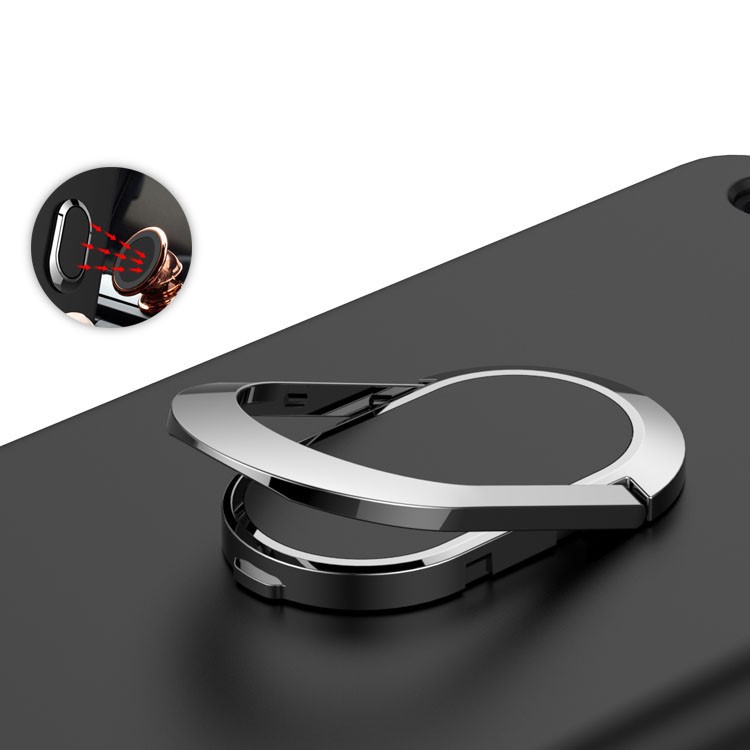 Matte Finish Ring Holder Kickstand Flexible TPU Case with Built-in Magnetic Metal Sheet for Huawei P10 Plus - Black-3