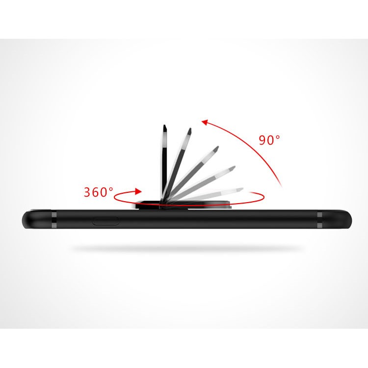 For Huawei P10 Lite Magnetic Ring Holder Kickstand Matte TPU Back Case - Black-4
