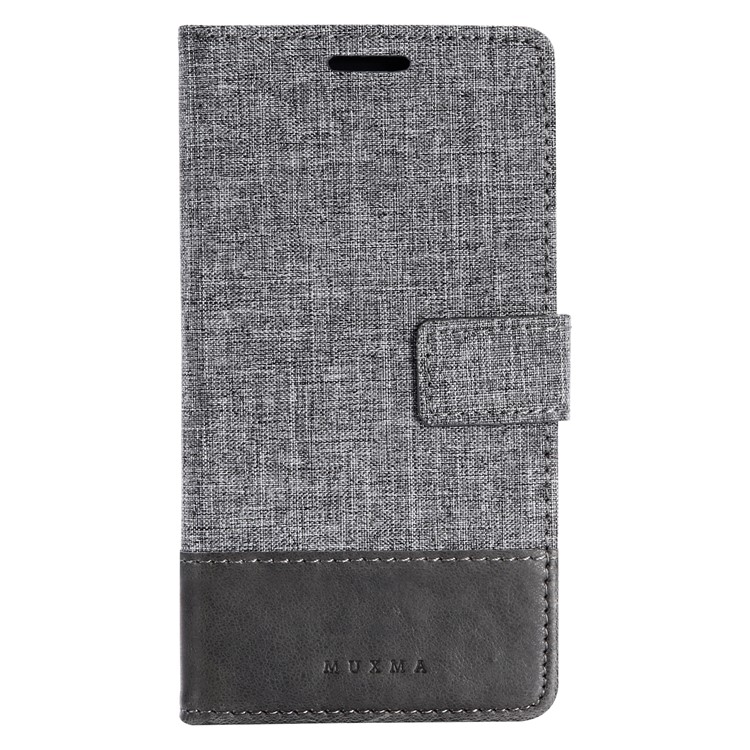 MUXMA for Huawei P8 Lite (2017) / Honor 8 Lite Leather Canvas Splicing Stand Mobile Phone Casing - Grey-2