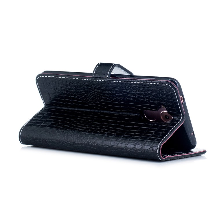 Crocodile Texture PU Leather Wallet Mobile Casing for Huawei Honor 6c - Black-4