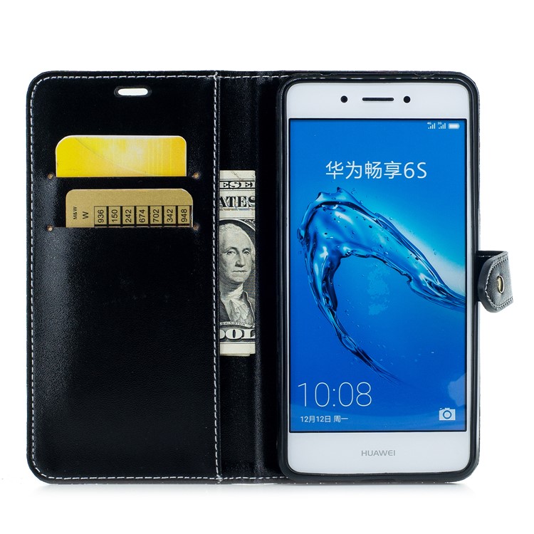 Crocodile Texture PU Leather Wallet Mobile Casing for Huawei Honor 6c - Black-8
