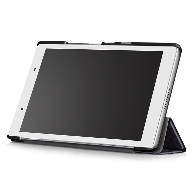 Tri-fold Flip Stand Leather Accessory Casing for Lenovo Tab4 8 TB-8504F/N - Black-6