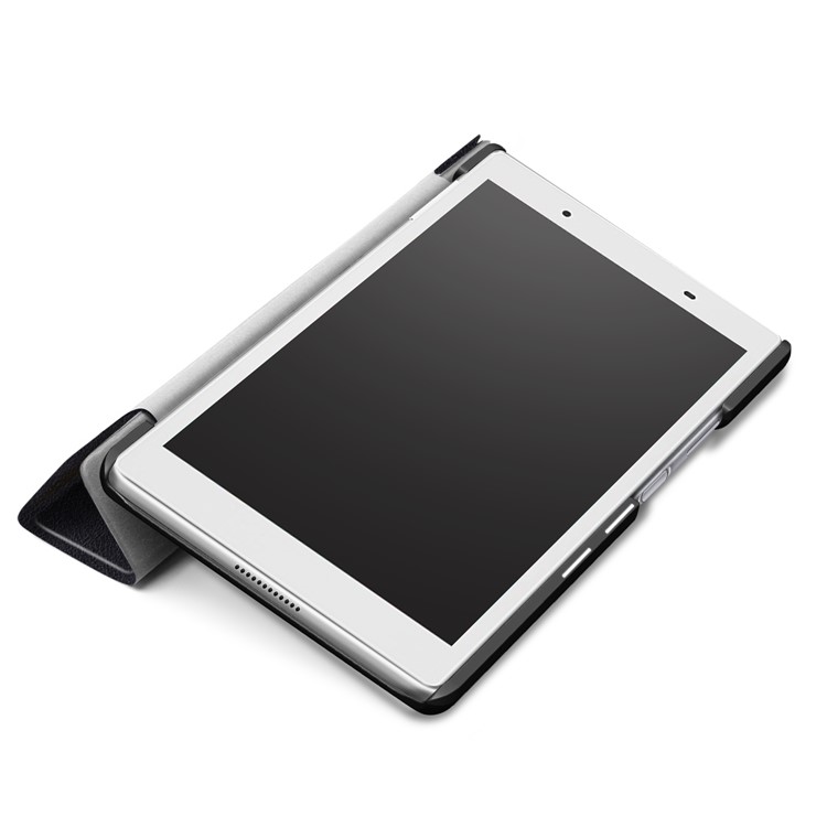 Tri-fold Flip Stand Leather Accessory Casing for Lenovo Tab4 8 TB-8504F/N - Black-7