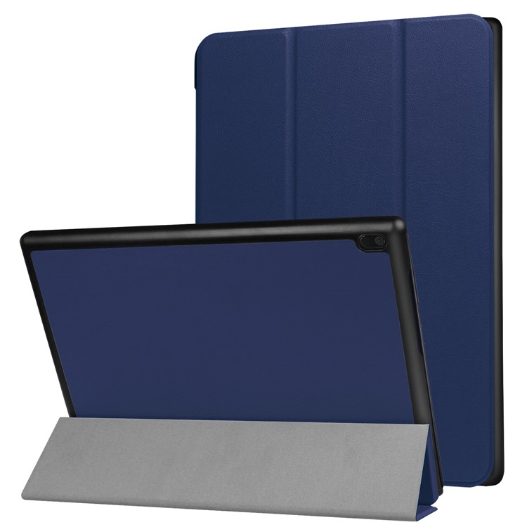 For Lenovo Tab 4 10 Tri-fold Stand Leather Flip Tablet Case - Dark Blue-1