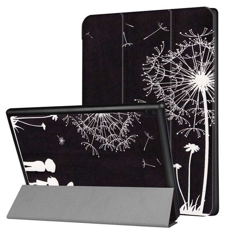 Pattern Printing Tri-fold Stand Leather Tablet Shell for Lenovo Tab 4 10 10.1-inch - Dandelion-1
