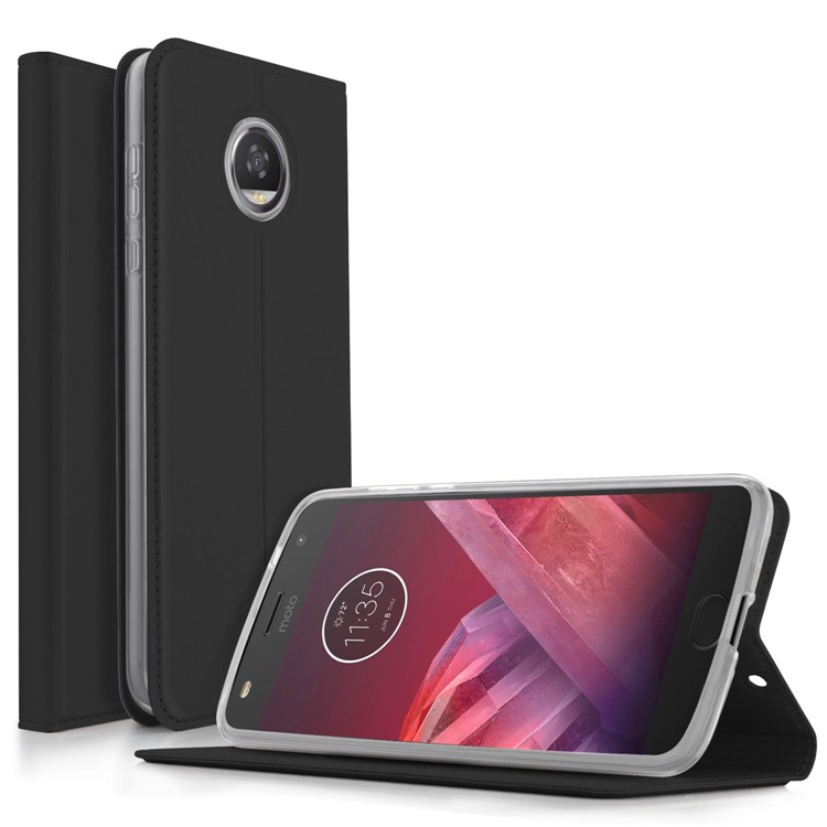 Magnetic Card Slot PU Leather Phone Case for Motorola Moto Z2 Force - Black-1