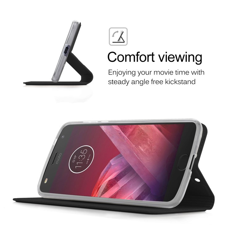 Magnetic Card Slot PU Leather Phone Case for Motorola Moto Z2 Force - Black-6