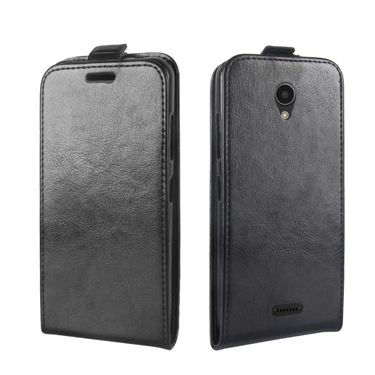 Crazy Horse Card Holder Vertical Flip Leather Phone Cover for Lenovo A Plus / A Plus A1010 - Black-4