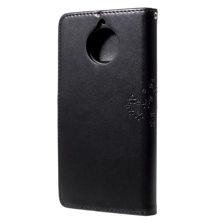 Imprint Tree Owl Magnetic Wallet PU Leather Stand Case for Motorola Moto G5S Plus - Black-2