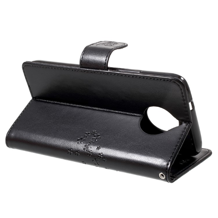 Imprint Tree Owl Magnetic Wallet PU Leather Stand Case for Motorola Moto G5S Plus - Black-4