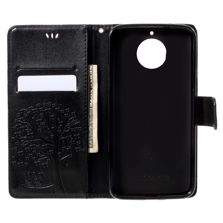 Imprint Tree Owl Magnetic Wallet PU Leather Stand Case for Motorola Moto G5S Plus - Black-5