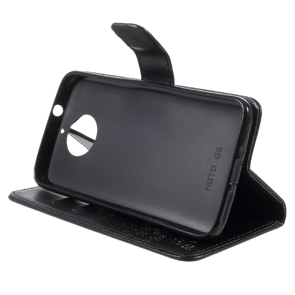 Imprint Tree Owl Magnetic Wallet PU Leather Stand Case for Motorola Moto G5S - Black-4