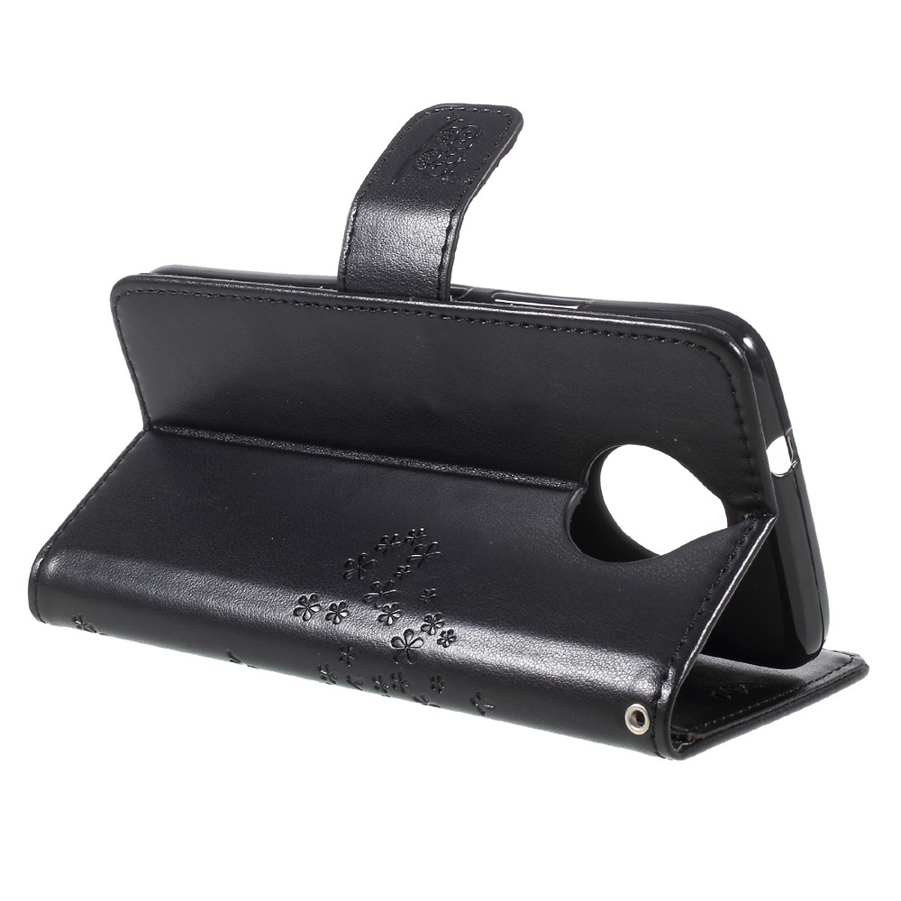 Imprint Tree Owl Magnetic Wallet PU Leather Stand Case for Motorola Moto G5S - Black-5