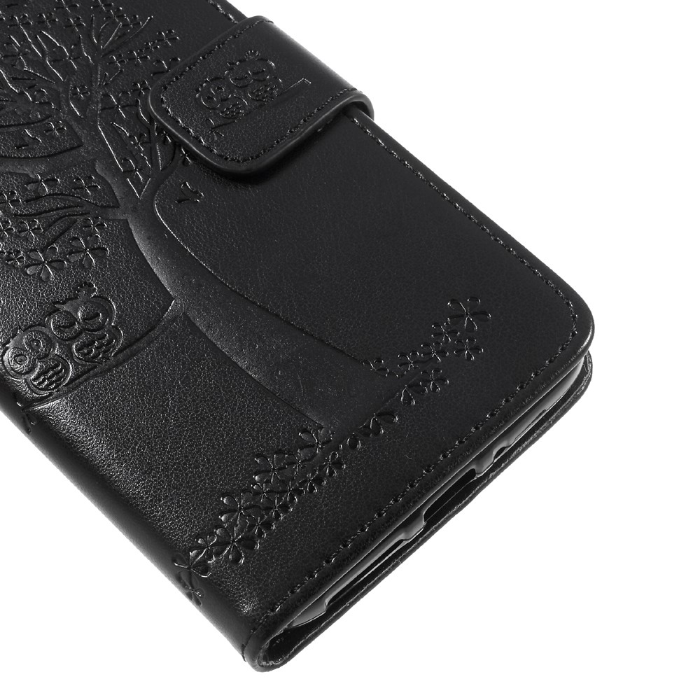 Imprint Tree Owl Magnetic Wallet PU Leather Stand Case for Motorola Moto G5S - Black-7