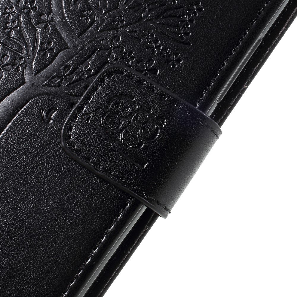 Imprint Tree Owl Magnetic Wallet PU Leather Stand Case for Motorola Moto G5S - Black-9