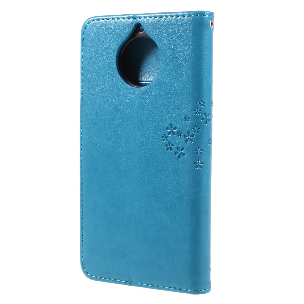 Imprint Tree Owl Magnetic Wallet PU Leather Stand Cover for Motorola Moto G5S - Blue-2