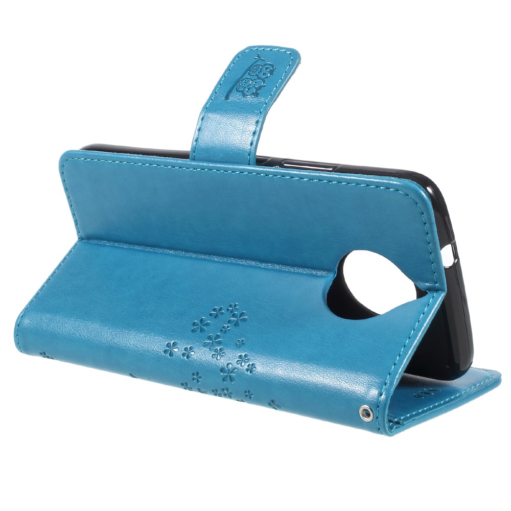 Imprint Tree Owl Magnetic Wallet PU Leather Stand Cover for Motorola Moto G5S - Blue-5