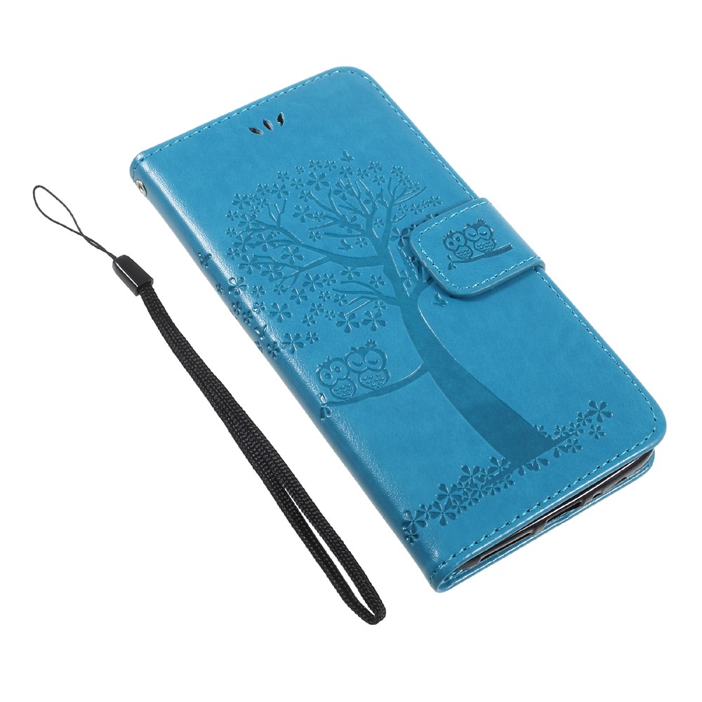 Imprint Tree Owl Magnetic Wallet PU Leather Stand Cover for Motorola Moto G5S - Blue-7