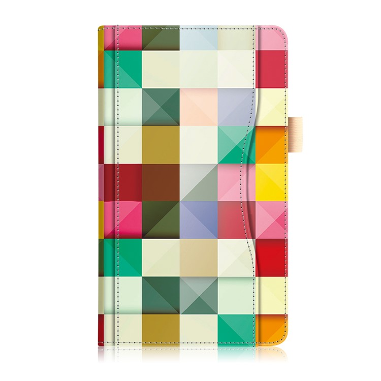 Pattern Printing Wallet Leather Stand Casing for Lenovo Tab4 8 TB-8504F/N - Colorful Triangle Grid-2