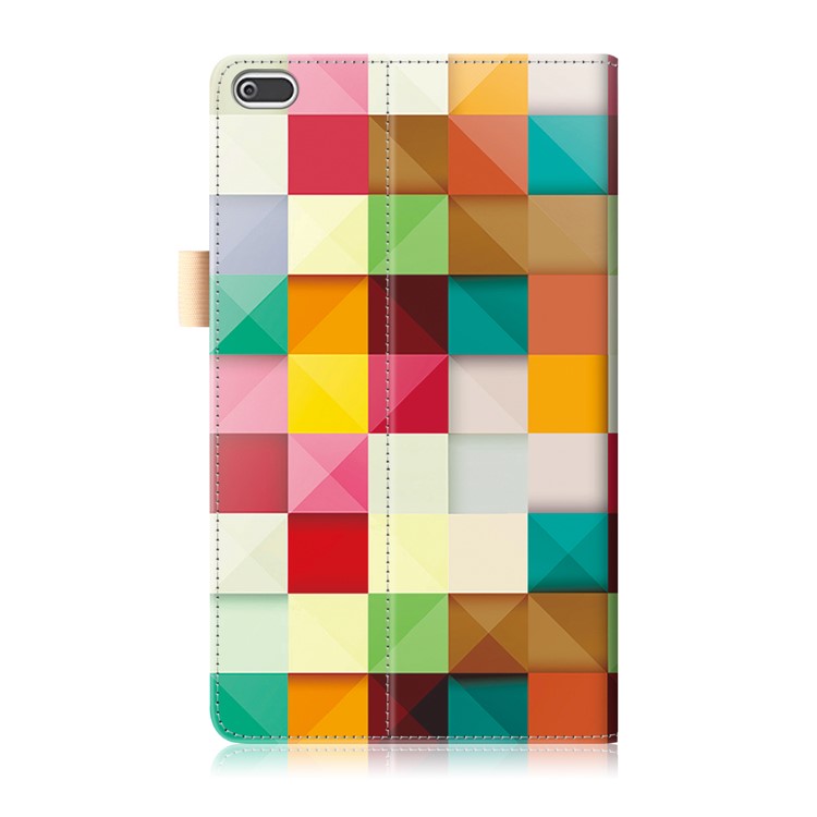 Pattern Printing Wallet Leather Stand Casing for Lenovo Tab4 8 TB-8504F/N - Colorful Triangle Grid-3