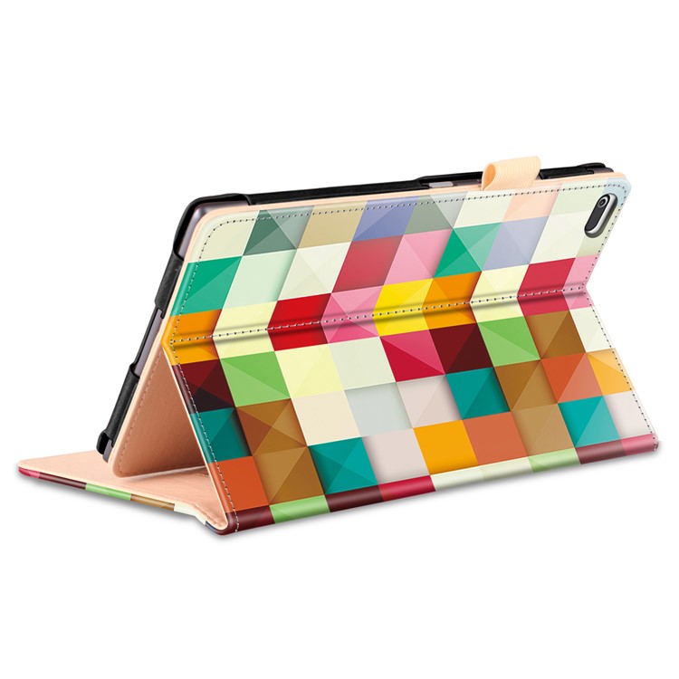 Pattern Printing Wallet Leather Stand Casing for Lenovo Tab4 8 TB-8504F/N - Colorful Triangle Grid-4