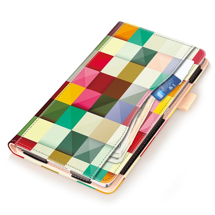 Pattern Printing Wallet Leather Stand Casing for Lenovo Tab4 8 TB-8504F/N - Colorful Triangle Grid-7