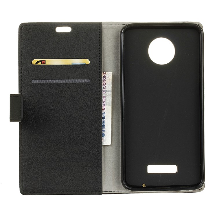 For Motorola Moto Z2 Play Wallet Stand PU Leather Mobile Shell - Black-5