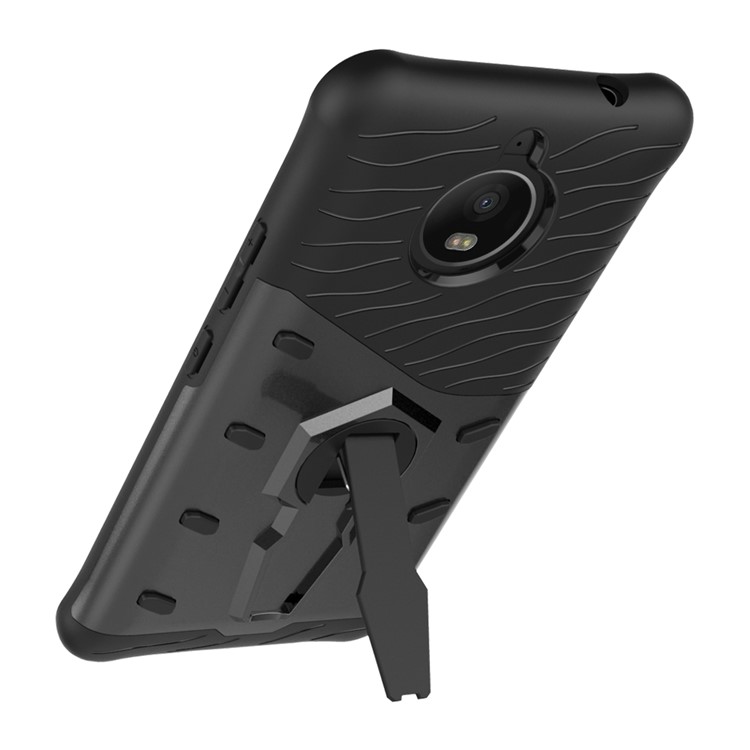 Soft TPU + Plastic Detachable Phone Casing with 360-degree Rotary Kickstand for Motorola Moto E4 Plus EU Version - Black-12