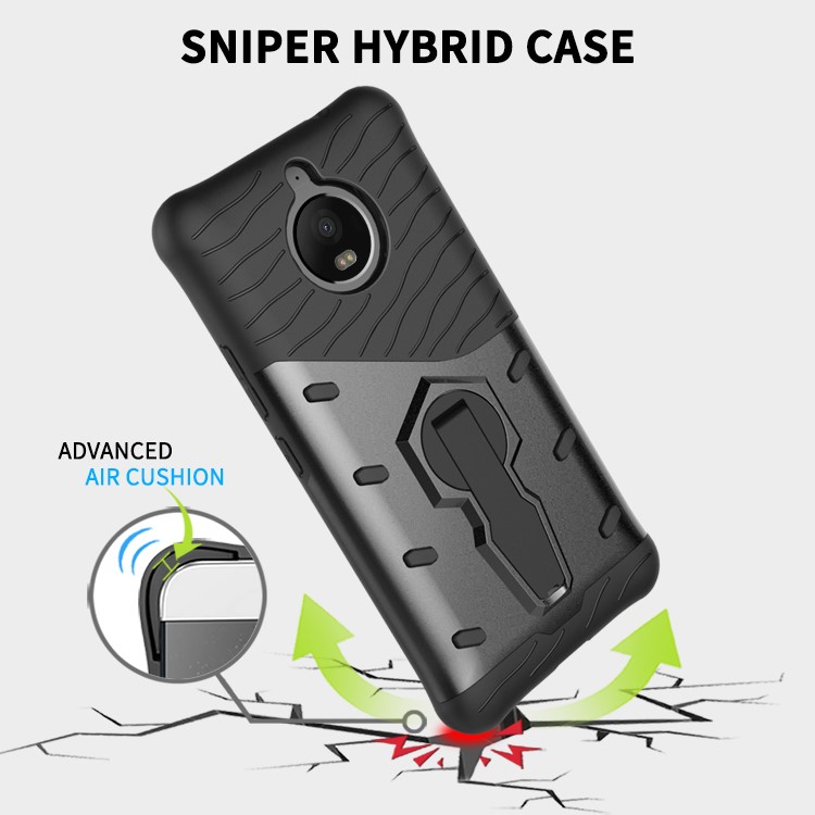 Soft TPU + Plastic Detachable Phone Casing with 360-degree Rotary Kickstand for Motorola Moto E4 Plus EU Version - Black-13