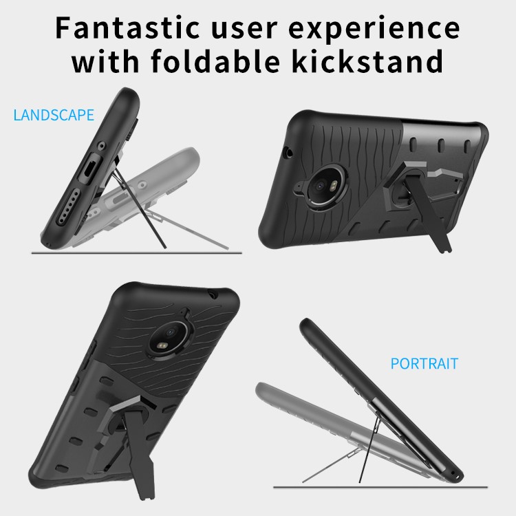 Soft TPU + Plastic Detachable Phone Casing with 360-degree Rotary Kickstand for Motorola Moto E4 Plus EU Version - Black-14