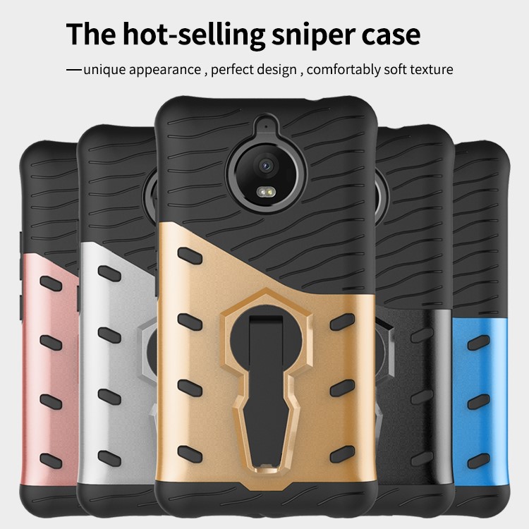 Soft TPU + Plastic Detachable Phone Casing with 360-degree Rotary Kickstand for Motorola Moto E4 Plus EU Version - Black-15