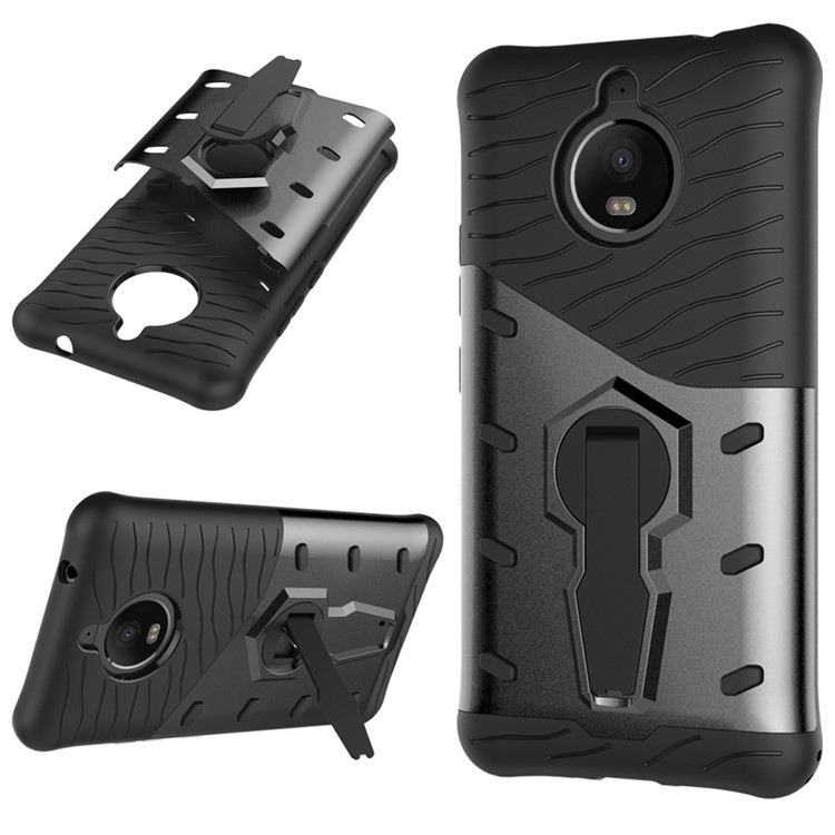 Soft TPU + Plastic Detachable Phone Casing with 360-degree Rotary Kickstand for Motorola Moto E4 Plus EU Version - Black-2
