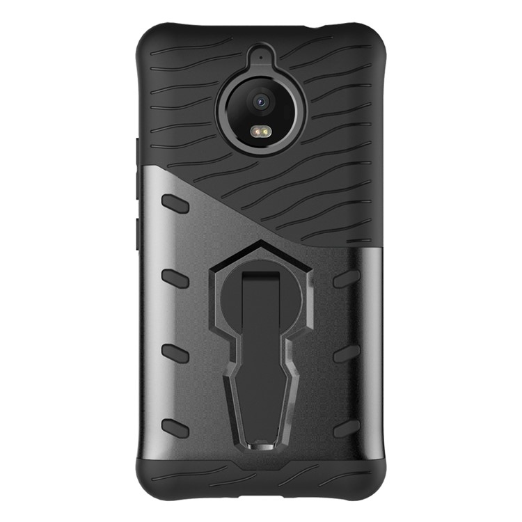 Soft TPU + Plastic Detachable Phone Casing with 360-degree Rotary Kickstand for Motorola Moto E4 Plus EU Version - Black-3