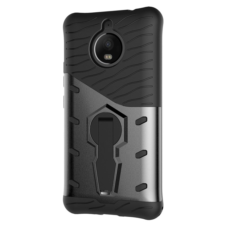 Soft TPU + Plastic Detachable Phone Casing with 360-degree Rotary Kickstand for Motorola Moto E4 Plus EU Version - Black-6