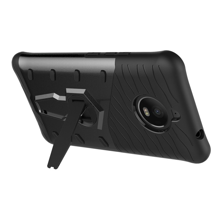 Soft TPU + Plastic Detachable Phone Casing with 360-degree Rotary Kickstand for Motorola Moto E4 Plus EU Version - Black-8
