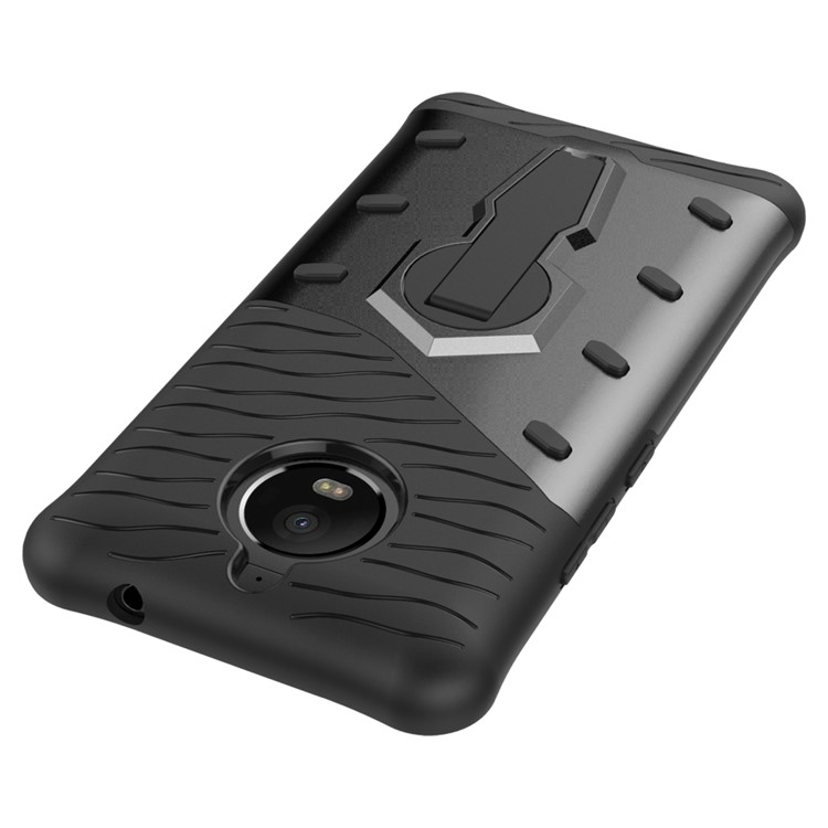 Soft TPU + Plastic Detachable Phone Casing with 360-degree Rotary Kickstand for Motorola Moto E4 Plus EU Version - Black-9