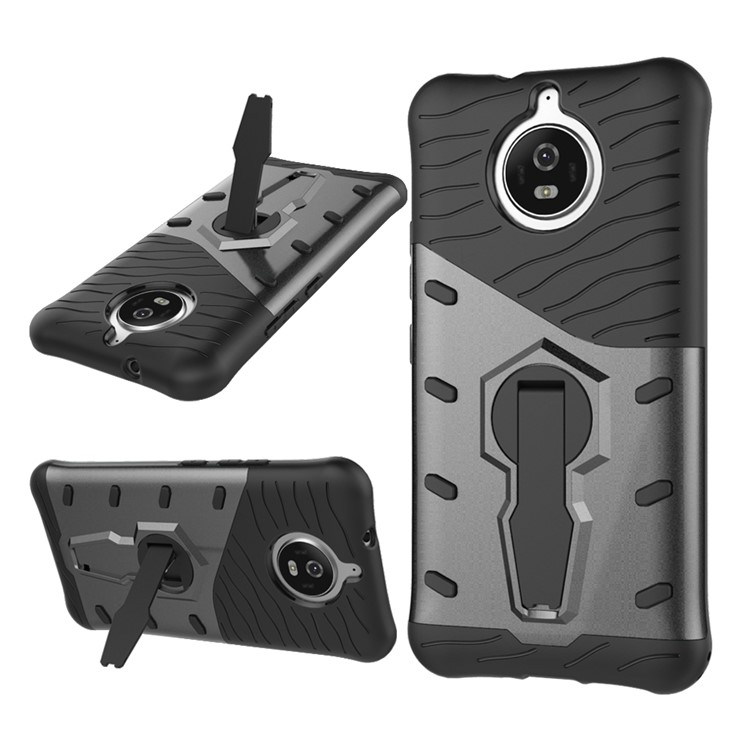Soft TPU + Plastic Combo Detachable Phone Casing with 360-degree Rotary Kickstand for Motorola Moto G5S Plus - Black-1