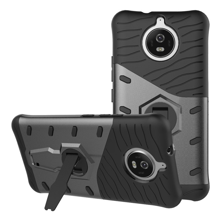 Soft TPU + Plastic Combo Detachable Phone Casing with 360-degree Rotary Kickstand for Motorola Moto G5S Plus - Black-2
