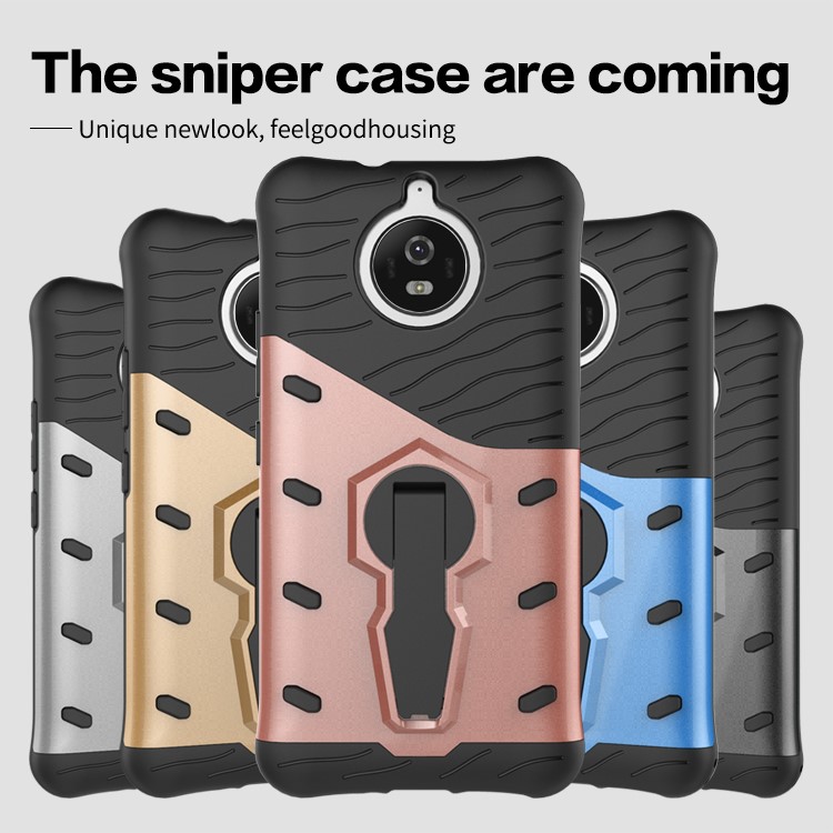 Soft TPU + Plastic Combo Detachable Phone Casing with 360-degree Rotary Kickstand for Motorola Moto G5S Plus - Black-7