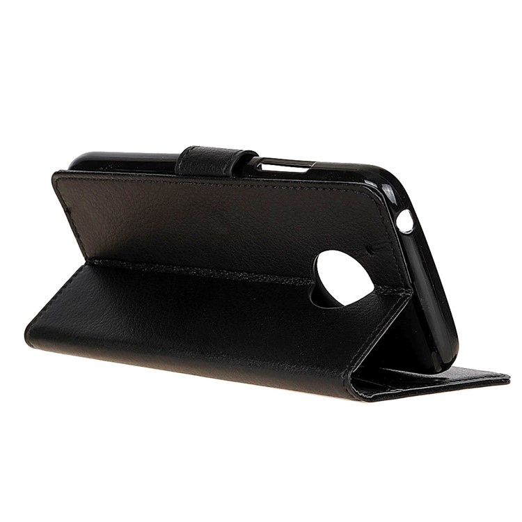 For Motorola Moto E4 US Version Litchi Texture Card Holder PU Leather Stand Mobile Cover - Black-3