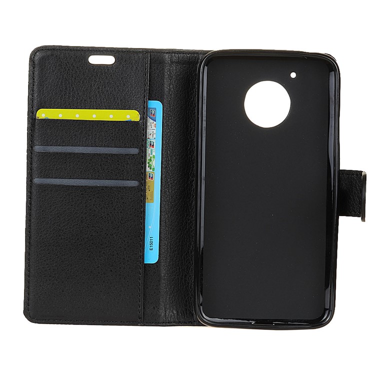 For Motorola Moto E4 US Version Litchi Texture Card Holder PU Leather Stand Mobile Cover - Black-5