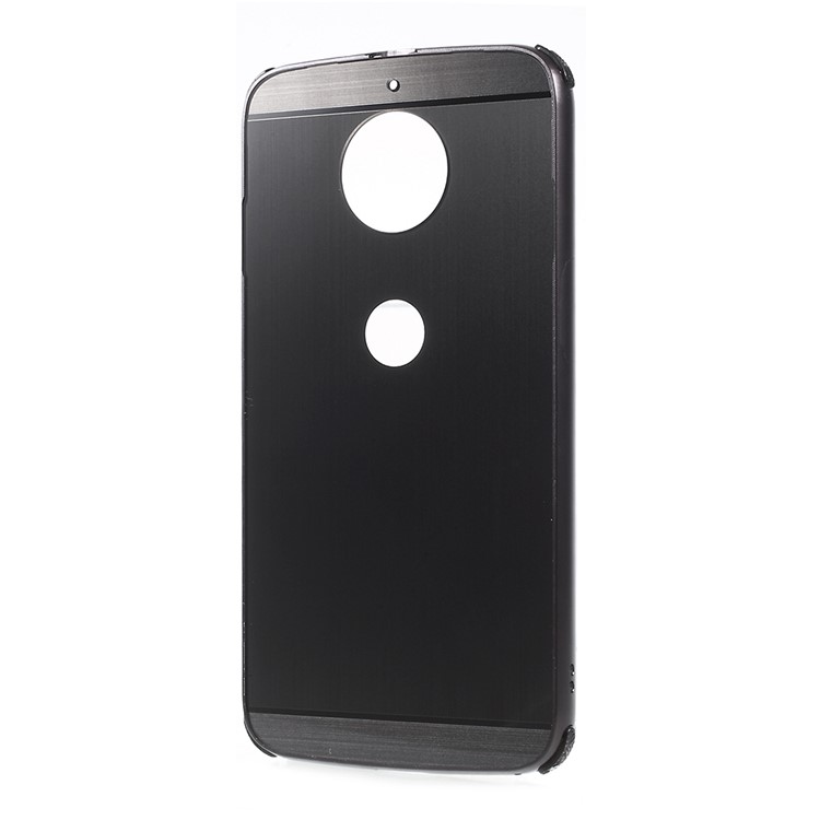 For Motorola Moto G5S Slide-on Metal Bumper + Brushed PC Back Phone Case Cover - Black-1