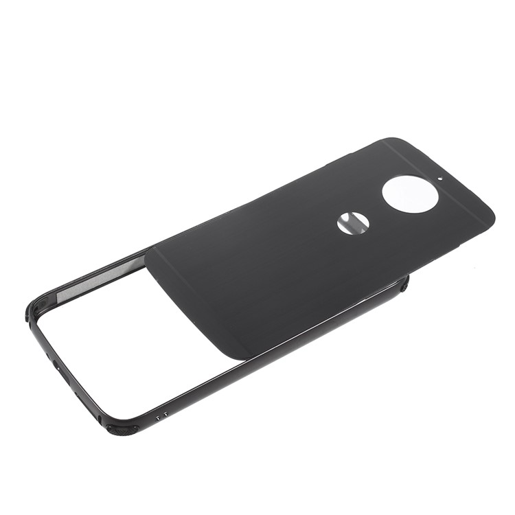 For Motorola Moto G5S Slide-on Metal Bumper + Brushed PC Back Phone Case Cover - Black-4