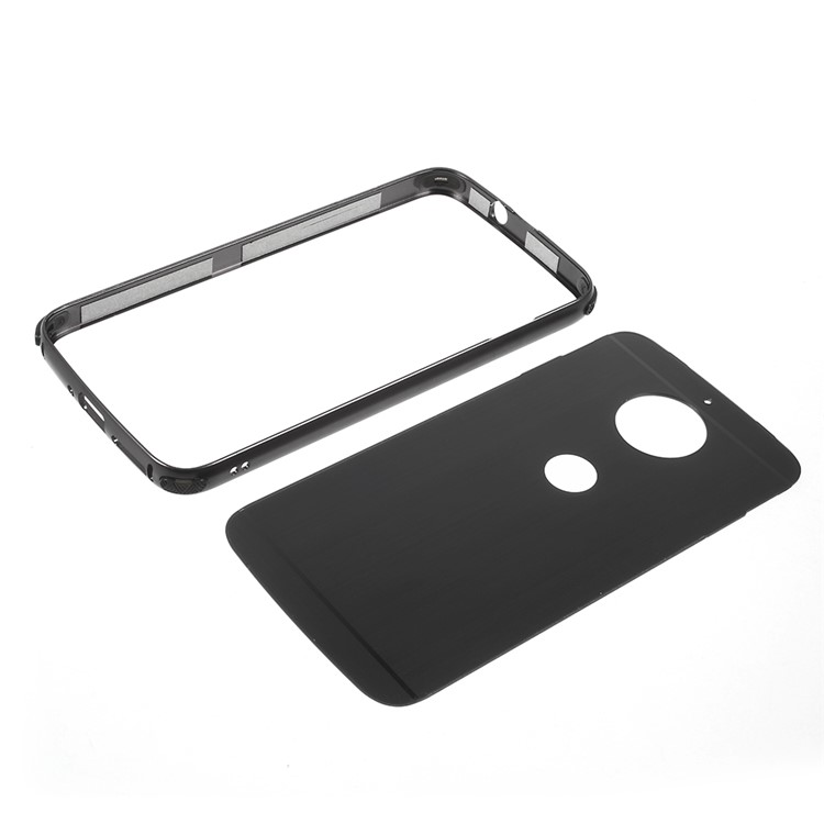 For Motorola Moto G5S Slide-on Metal Bumper + Brushed PC Back Phone Case Cover - Black-5