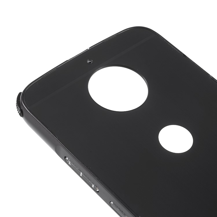 For Motorola Moto G5S Slide-on Metal Bumper + Brushed PC Back Phone Case Cover - Black-6